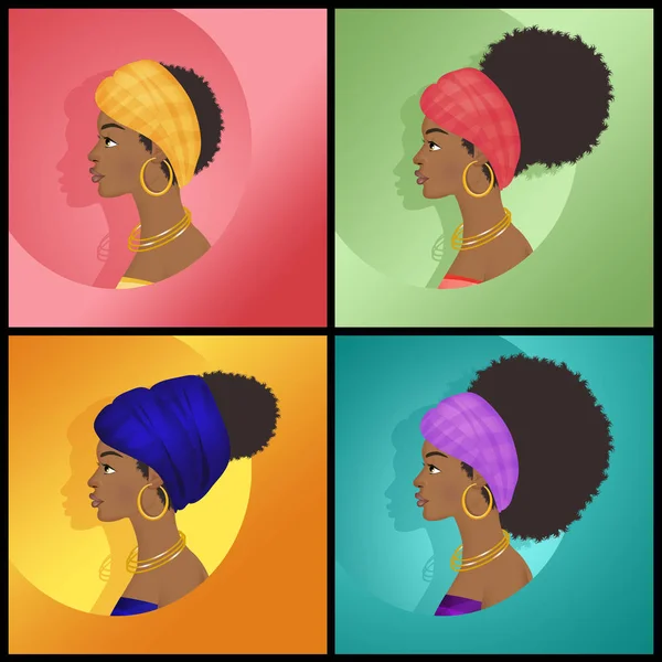 illustration of various hairstyles of the Afro woman