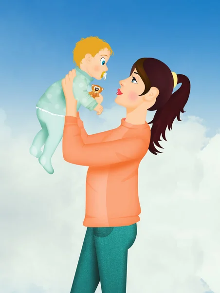 Ilustração Mãe Bebê — Fotografia de Stock