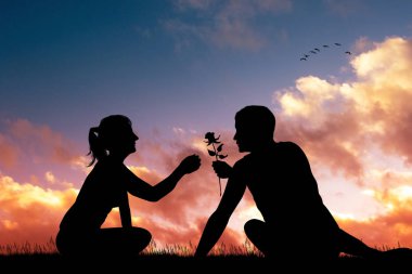 adam kız arkadaşına gül verir