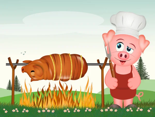 Illustration Pork Cooking Pork — Stock Photo, Image