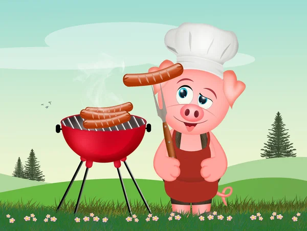 Funny Pork Cooking Pork — Stock Photo, Image