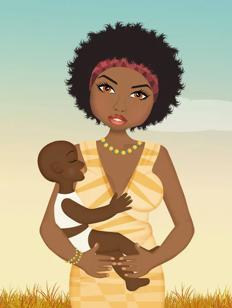 Ілюстрація Африканської Матері Дівчини — стокове фото