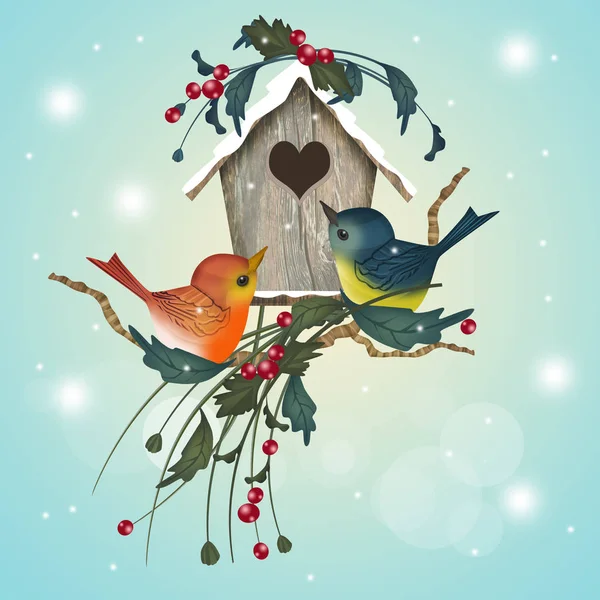 Little Bird House Winter — Stock Photo, Image