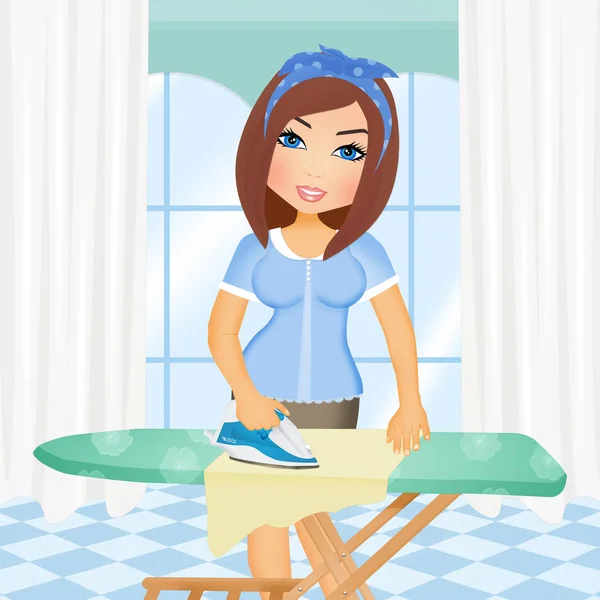 Illustration Woman Ironing — Stock Photo, Image