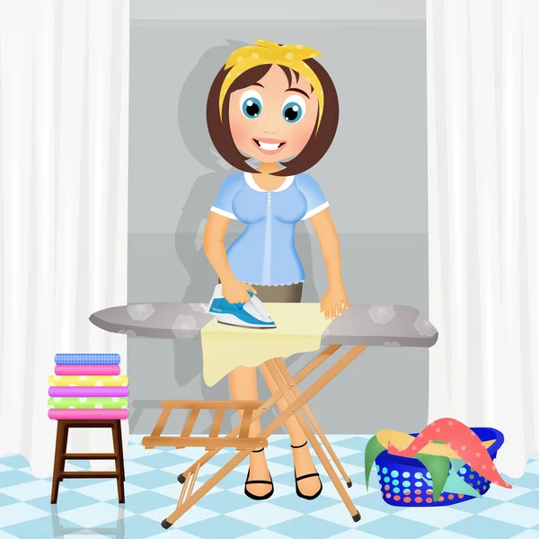 Illustration Woman Ironing — Stock Photo, Image