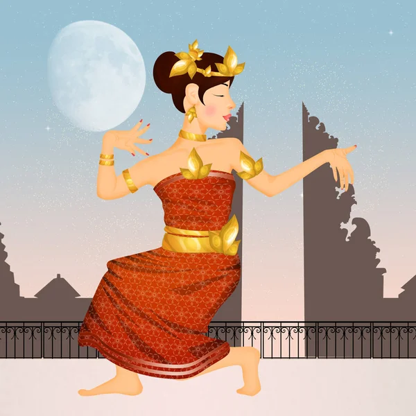 Ilustrace Orientálního Indonéského Tance — Stock fotografie