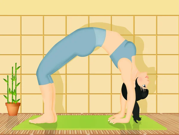 Illustration Yoga Hjulet Pose — Stockfoto