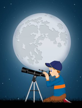 çocuk bakmak içinde teleskop