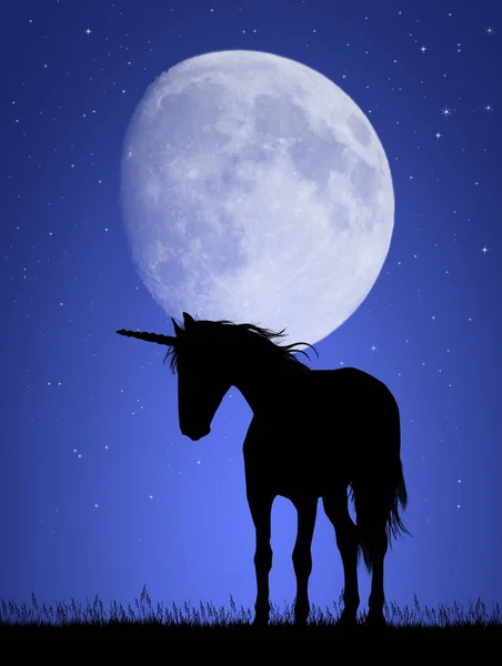 Ilustracja Jednorożca Świetle Księżyca — Zdjęcie stockowe