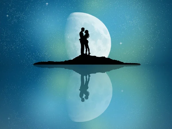 Пара Відбивається Місячному Світлі — стокове фото