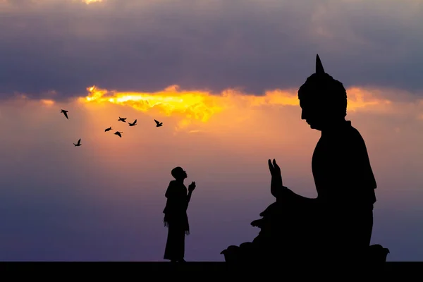 Ilustração Monges Budistas Templo Pôr Sol — Fotografia de Stock