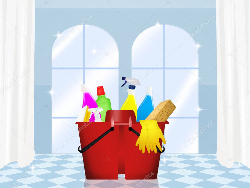 illustration of cleaning products