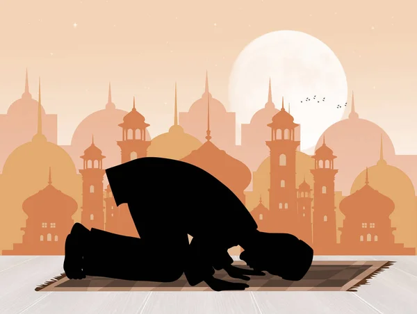 Исламский Человек Молится Лицом Мекке — стоковое фото