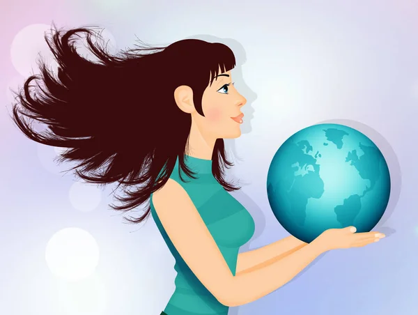 Illustration Girl World — Stock Photo, Image