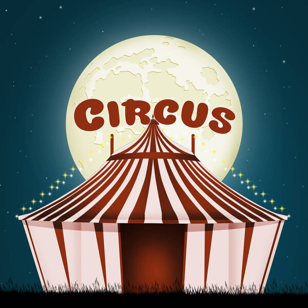 funny illustration of circus tent