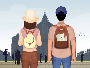 Roma'ya seyahat turist çift