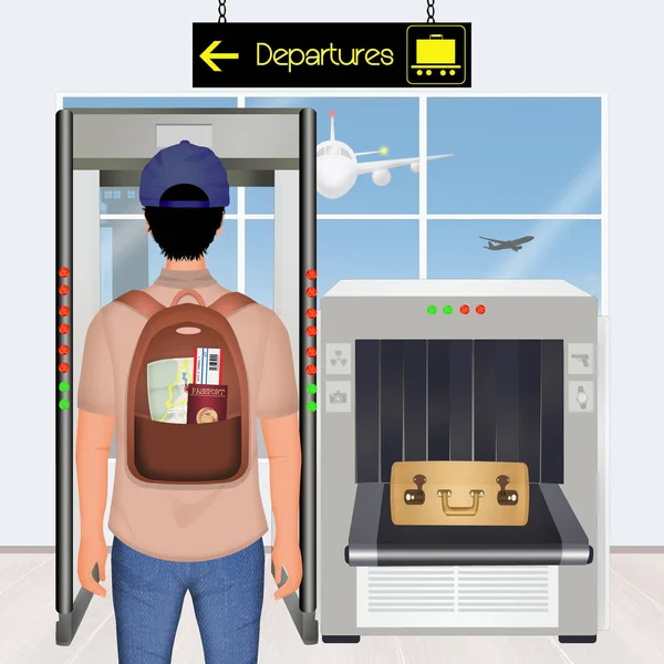 man check carry-on baggage at the airport