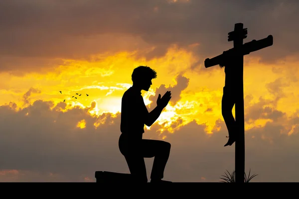 Ilustração Homem Oração — Fotografia de Stock