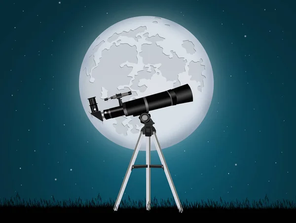 Regarder Lune Avec Télescope — Photo
