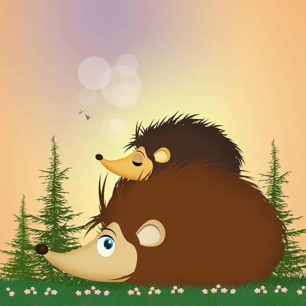 Ilustrace Malého Ježka Lese — Stock fotografie