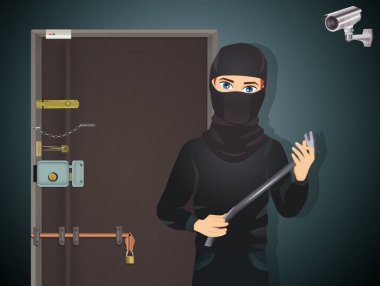 levye ile hırsız illüstrasyon