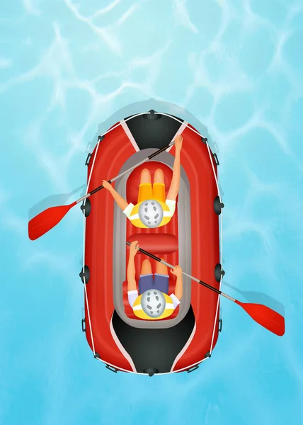 Illustrazione Del Rafting Dall Alto — Foto Stock