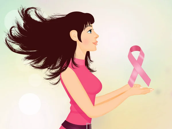 Illustration Woman Pink Ribbon — Stock Photo, Image