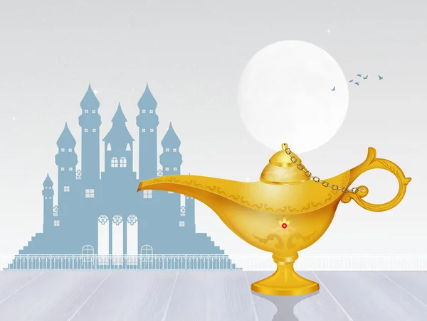 Illustration Golden Magic Lamp — Stock Photo, Image