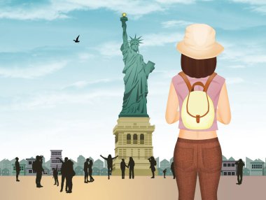 New York 'ta seyahat eden kız
