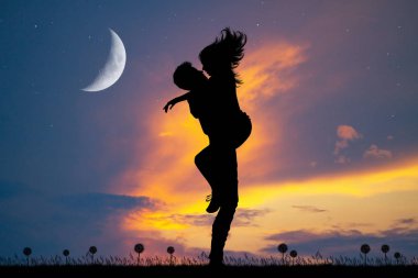 romantik çift öpüşme illüstrasyon