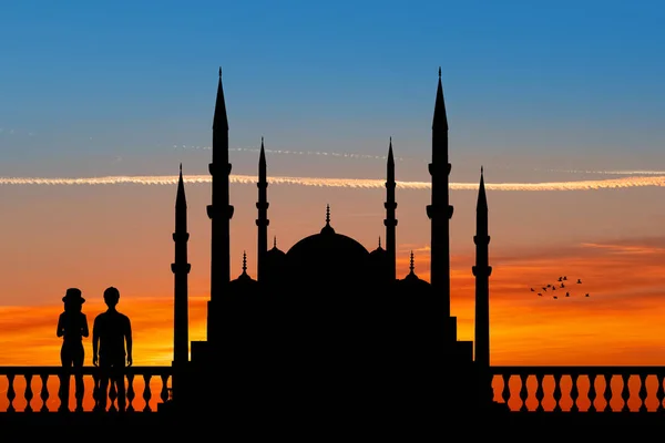 Silhouet Van Blue Moskee Van Istanboel — Stockfoto