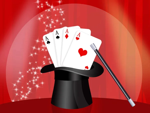 Playing Cards Magician Hat — Stock Photo, Image