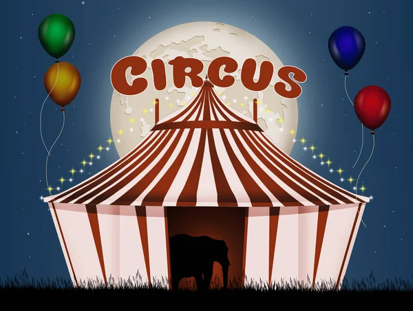 Illustration Circus Tent Moonlight — Stock Photo, Image