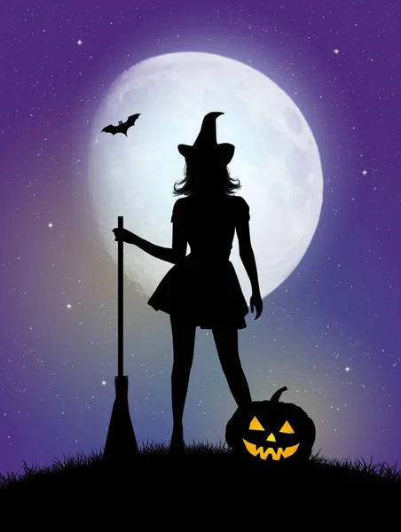 Ilustración Bruja Niña Halloween — Foto de Stock