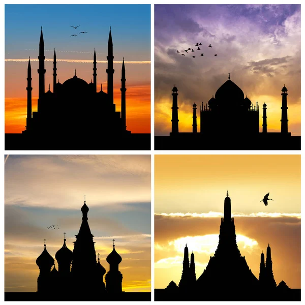 Silueta Mešity Světě — Stock fotografie