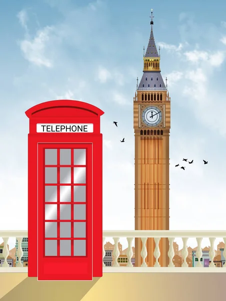 Ilustración Cabina Telefónica Roja Big Bang Londres — Foto de Stock