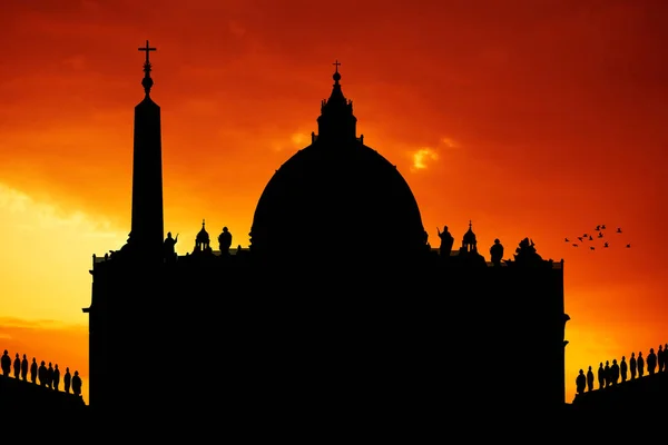 Silhouette Della Città Vaticana Piazza San Pietro — Foto Stock