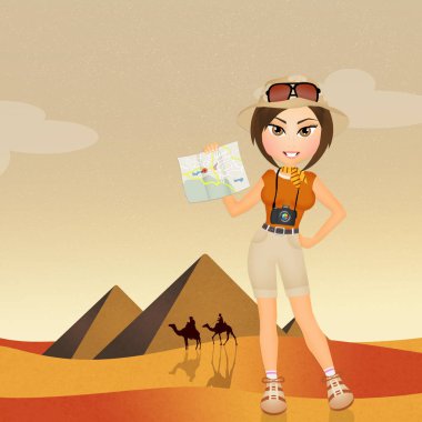 Mısır piramitleri ziyaret turist kız