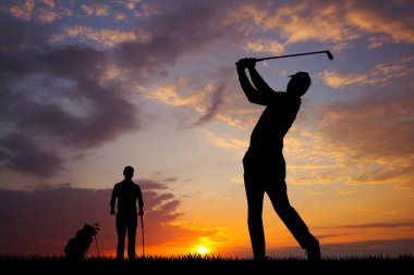 gün batımında golf turnuvası illüstrasyon