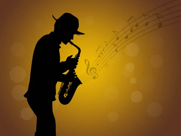 Illustration Der Silhouette Des Saxophonisten — Stockfoto