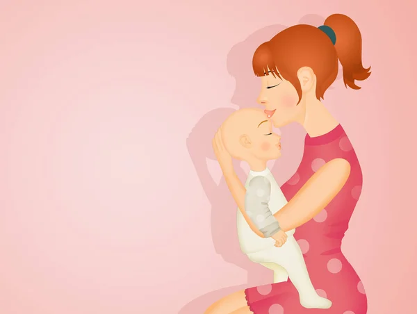 Illustrazione Giovane Madre Con Bambino — Foto Stock