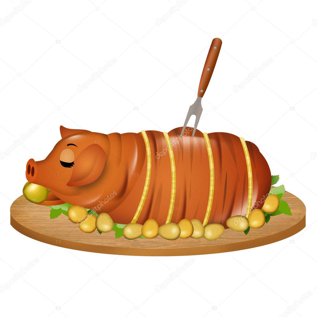 illustration of roast pork