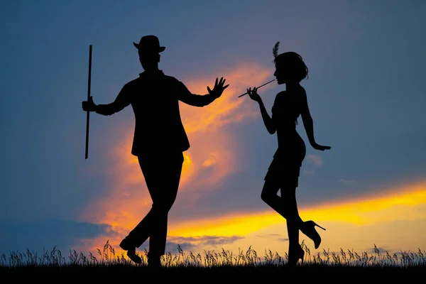 男人和女人跳舞查尔斯顿 — 图库照片