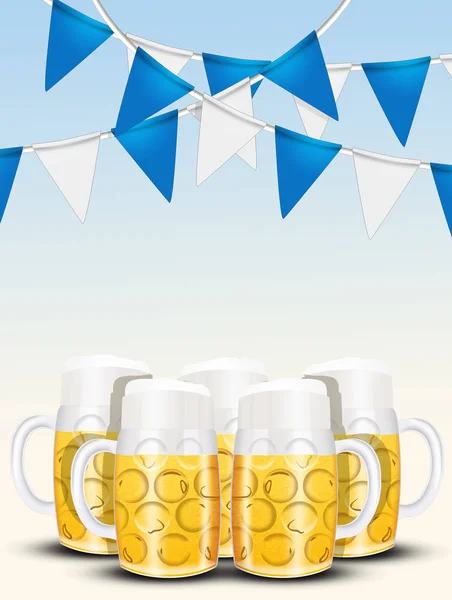 Illustratie Van Bier Mokken Voor Oktoberfest — Stockfoto