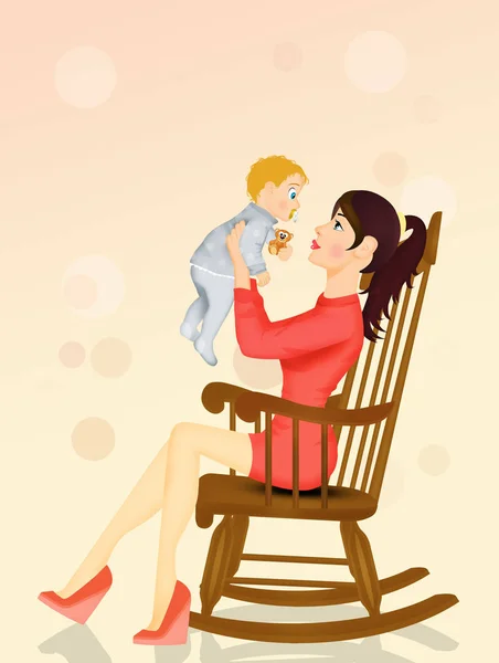 Illustrazione Mamma Coccola Bambino — Foto Stock