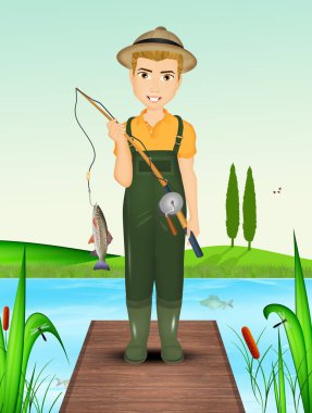 Balıkçılık alabalık ve pike için adam