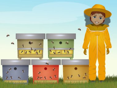 illustration of beekeeper man clipart