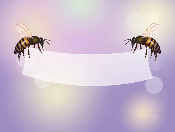 Ilustrace Včel Purpurovém Pozadí — Stock fotografie