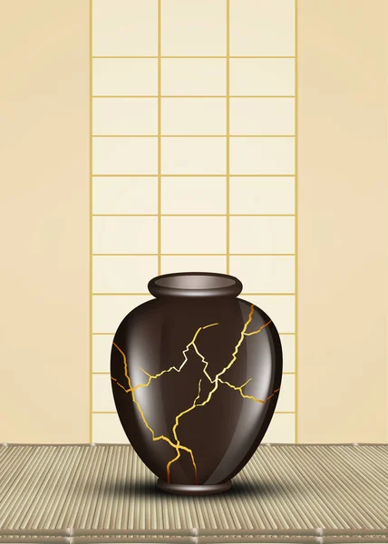 Illustration Kintsugi Broken Jar — Stock Photo, Image