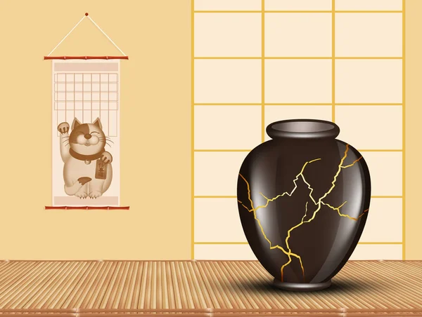 Illustration Kintsugi Jar — Stock Photo, Image